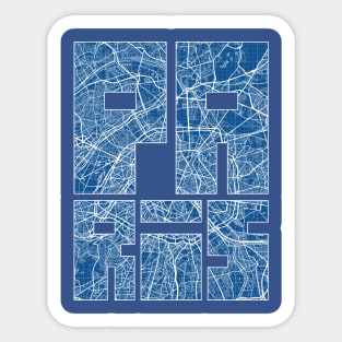 Paris, France City Map Typography - Blueprint Sticker